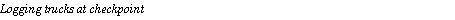 Text Box: Logging trucks at checkpoint